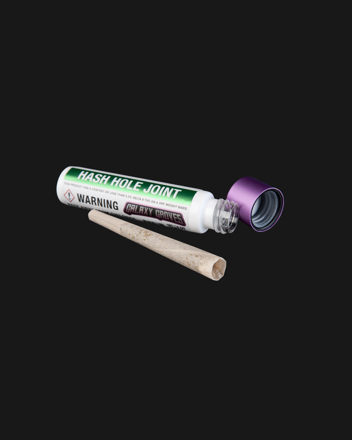 A pre-roll joint beside its opened aluminum tube.